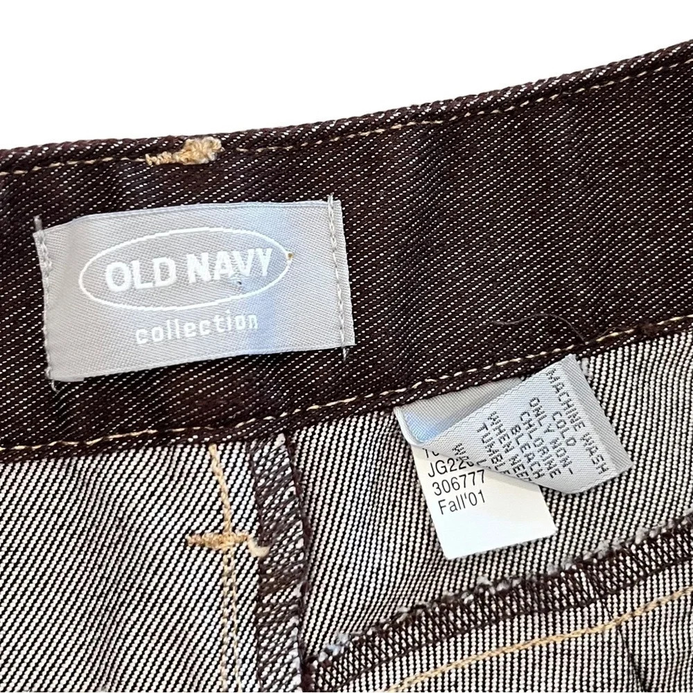 Vintage 2001 Y2K Old Navy Chocolate Brown Denim Pants 10 - Picture 3 of 12